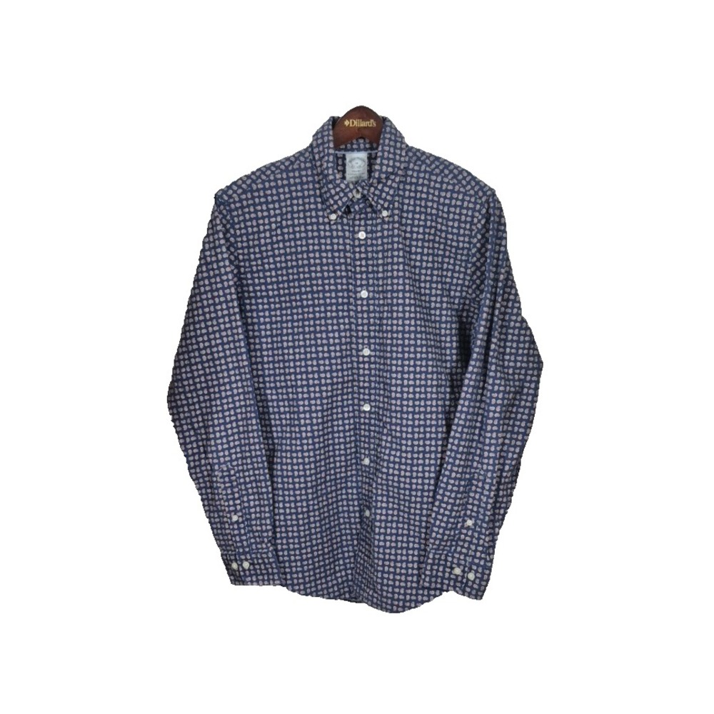 Brooks Brothers Shirt Mens M Blue‎ Paisley Regent Cotton Long Sleeve Button Down